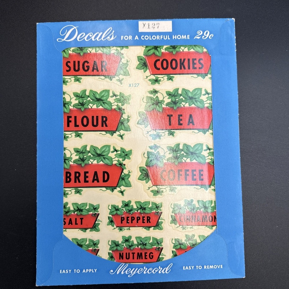 1950s Meyercord Decals X 127‎ Food Labels Flour Sugar Tea Spices